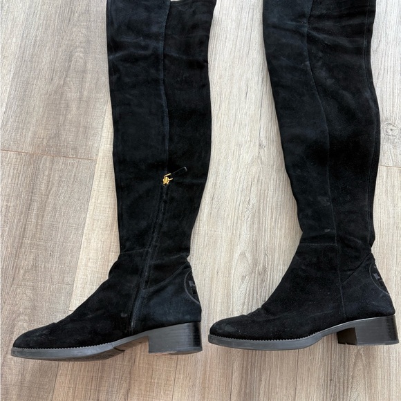 Tory Burch Black Over-the-Knee Suede Boots - Picture 1 of 5